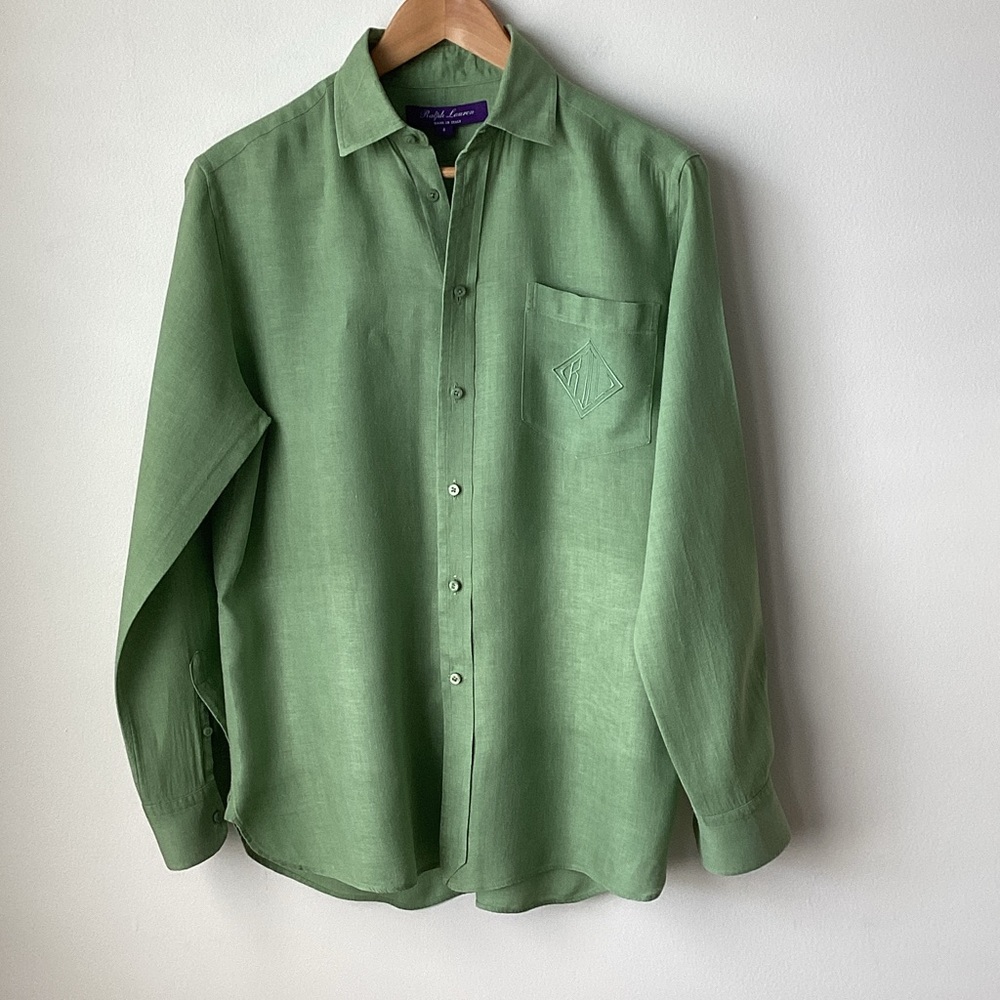Ralph Lauren Purple Label Green Button-Down Shirt